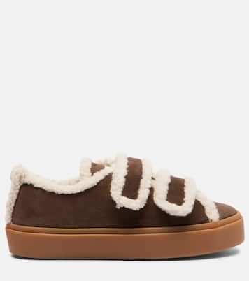 Shearling-trimmed suede low-top sneakers | Inuikii