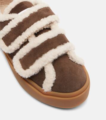 Shearling-trimmed suede low-top sneakers | Inuikii