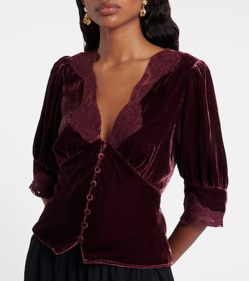 Top Amanda aus Samt mit Spitze | Rixo