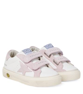 May School suede-trimmed leather sneakers | Golden Goose Kids