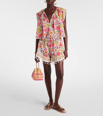 Banana Flowers embellished cotton shorts | Farm Rio