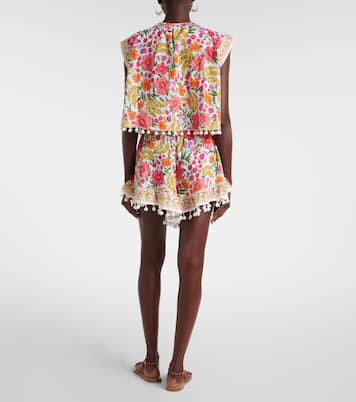 Banana Flowers embellished cotton shorts | Farm Rio