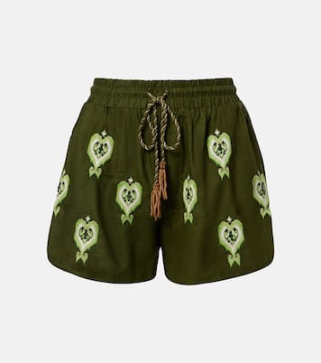 Embroidered linen-blend shorts | Farm Rio