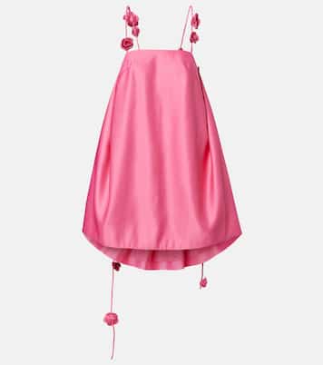 Fiona floral-appliqué satin minidress | Leo Lin