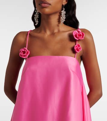 Fiona floral-appliqué satin minidress | Leo Lin