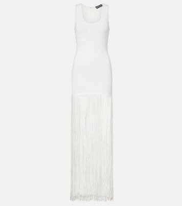 Fringed ribbed-knit maxi dress | David Koma