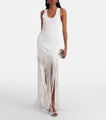 Fringed ribbed-knit maxi dress | David Koma