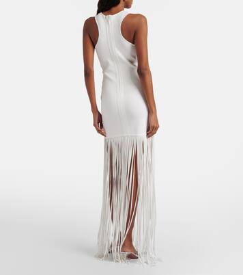 Fringed ribbed-knit maxi dress | David Koma