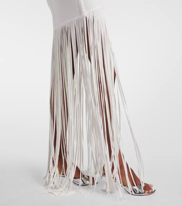 Fringed ribbed-knit maxi dress | David Koma