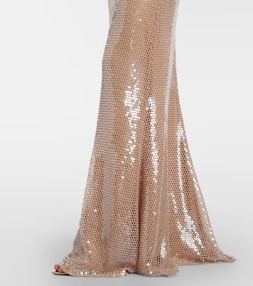Lace-trimmed sequined mesh gown | Elie Saab