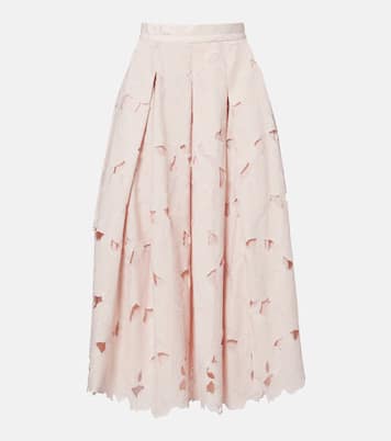 Cutout floral pleated midi skirt | Erdem