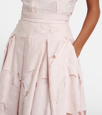 Cutout floral pleated midi skirt | Erdem