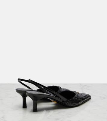Woven leather slingback pumps | Prada