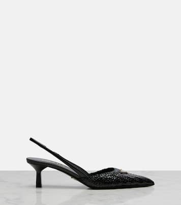 Woven leather slingback pumps | Prada