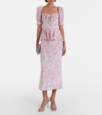 Floral peplum silk midi dress | Alessandra Rich