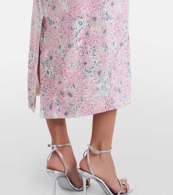 Floral peplum silk midi dress | Alessandra Rich