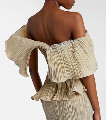 One-shoulder pleated taffeta gown | Marmar Halim