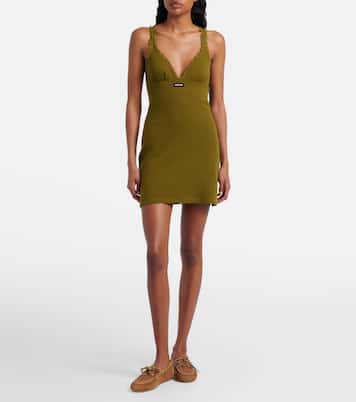 Lace-trimmed pointelle cotton minidress | Miu Miu