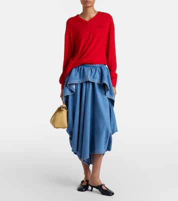 Asymmetrical denim midi skirt | Loewe