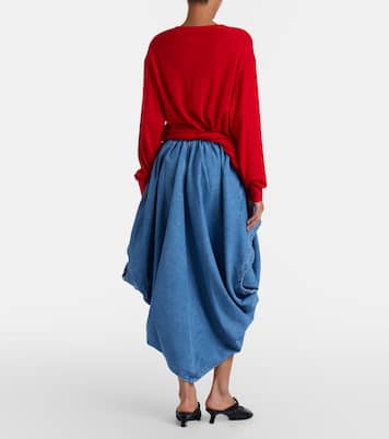 Asymmetrical denim midi skirt | Loewe