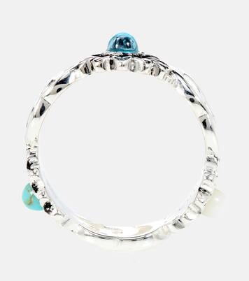 Double G flower sterling silver ring with topaz and mother of pearl | Gucci