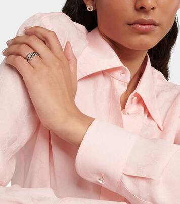 Double G flower sterling silver ring with topaz and mother of pearl | Gucci