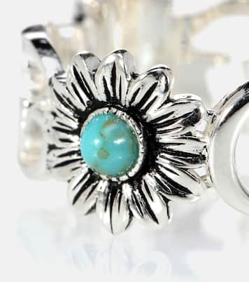 Double G flower sterling silver ring with topaz and mother of pearl | Gucci