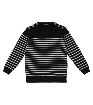 Striped lamé virgin wool sweater | Balmain Kids