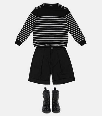 Striped lamé virgin wool sweater | Balmain Kids