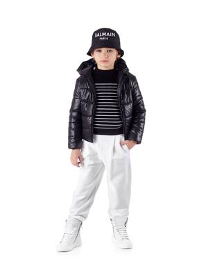 Striped lamé virgin wool sweater | Balmain Kids