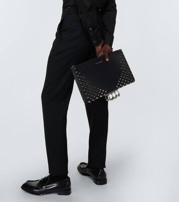 Four-Ring embellished leather clutch | McQueen