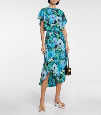 Robe longue en soie à fleurs | Stella McCartney