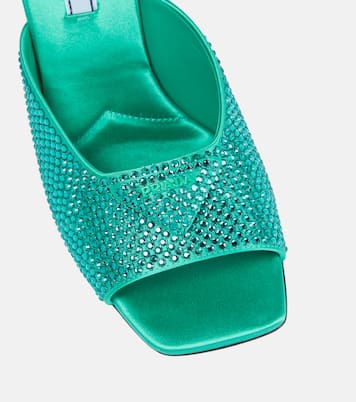 Crystal-embellished satin mules | Prada