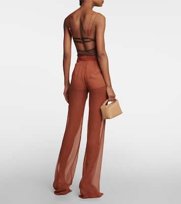 Pantalon ample à taille mi-haute en soie | Nensi Dojaka