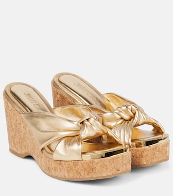 Wedge-Pantoletten Avenue aus Metallic-Leder | Jimmy Choo