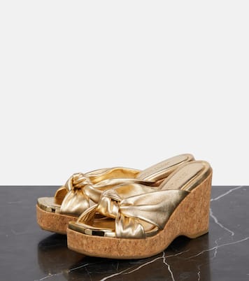 Wedge-Pantoletten Avenue aus Metallic-Leder | Jimmy Choo