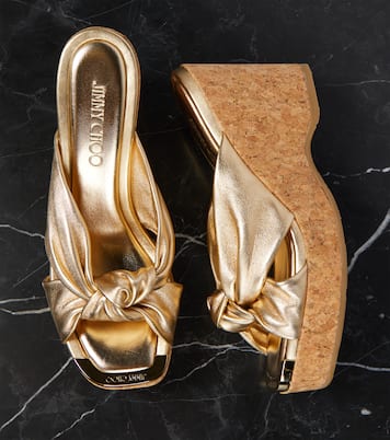 Wedge-Pantoletten Avenue aus Metallic-Leder | Jimmy Choo