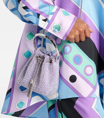 Verzierte Bucket-Bag Bon Bon Micro aus Satin | Jimmy Choo