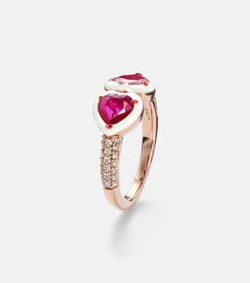 18kt rose gold ring with rubies and diamonds | Kamyen