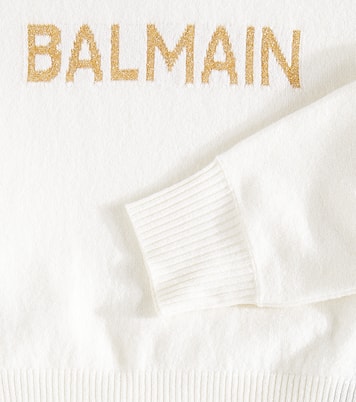 Logo wool and cashmere-blend turtleneck top | Balmain Kids