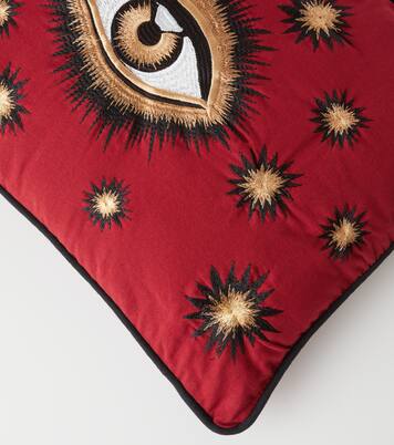 Besticktes Kissen Eye aus Baumwoll-Canvas | Les-Ottomans