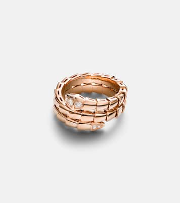 Anello Serpenti Viper in oro rosa 18kt con diamanti | Bvlgari