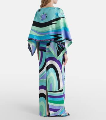 Iride caped silk twill maxi dress | Pucci