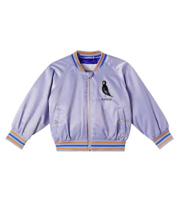 Embroidered logo satin bomber jacket | Mini Rodini