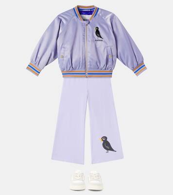 Embroidered logo satin bomber jacket | Mini Rodini