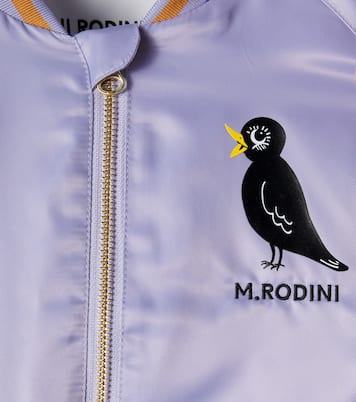 Embroidered logo satin bomber jacket | Mini Rodini