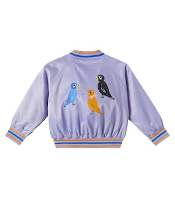 Embroidered logo satin bomber jacket | Mini Rodini