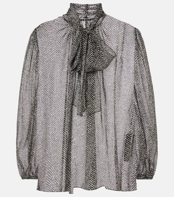 Tie-neck herringbone silk chiffon blouse | Dolce&Gabbana