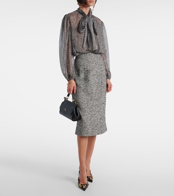 Tie-neck herringbone silk chiffon blouse | Dolce&Gabbana