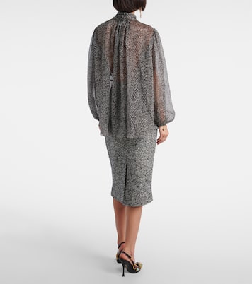 Tie-neck herringbone silk chiffon blouse | Dolce&Gabbana